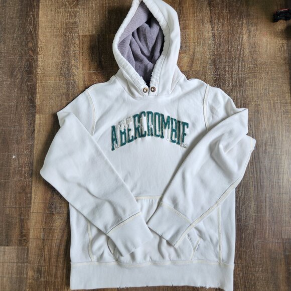 Abercrombie & Fitch Other - Abercrombie & Fitch Hoodie Mens XL Pullover Applique Distressed Vintage White  -